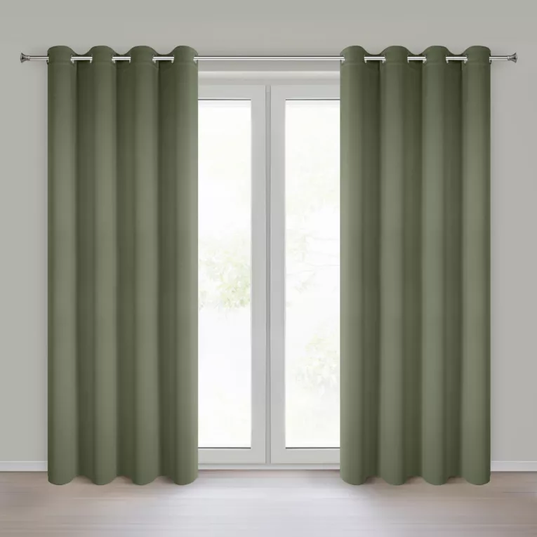 Zasłona oliwkowa zaciemniająca gładka 140x250 cm przelotka - NERISA Eurofirany