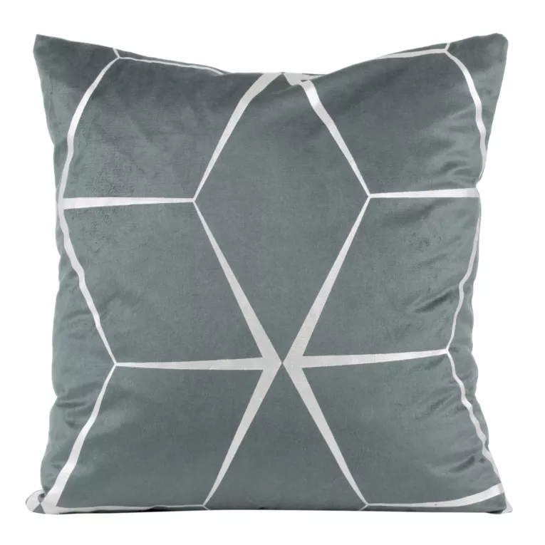 Poszewka na poduszkę 45x45 cm welwetowa z srebrnym nadrukiem geometrycznym srebrna BLINK 28 Eurofirany
