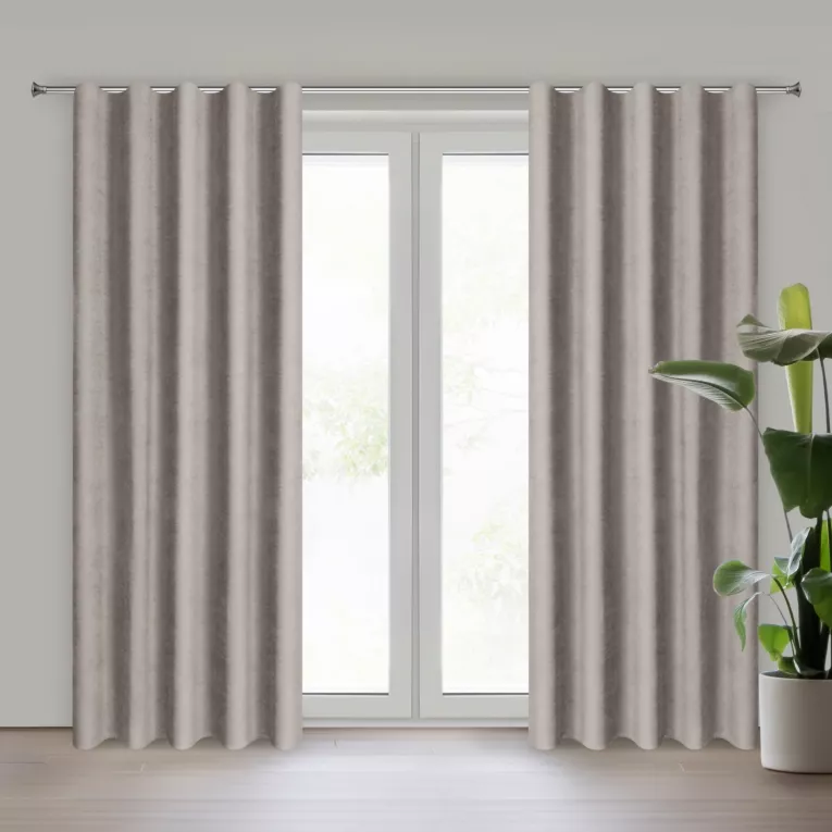 Zasłona brązowa z tkaniny welurowej 220x240 cm szerokość po zmarszczeniu fala 1:1,5 Dora Eurofirany