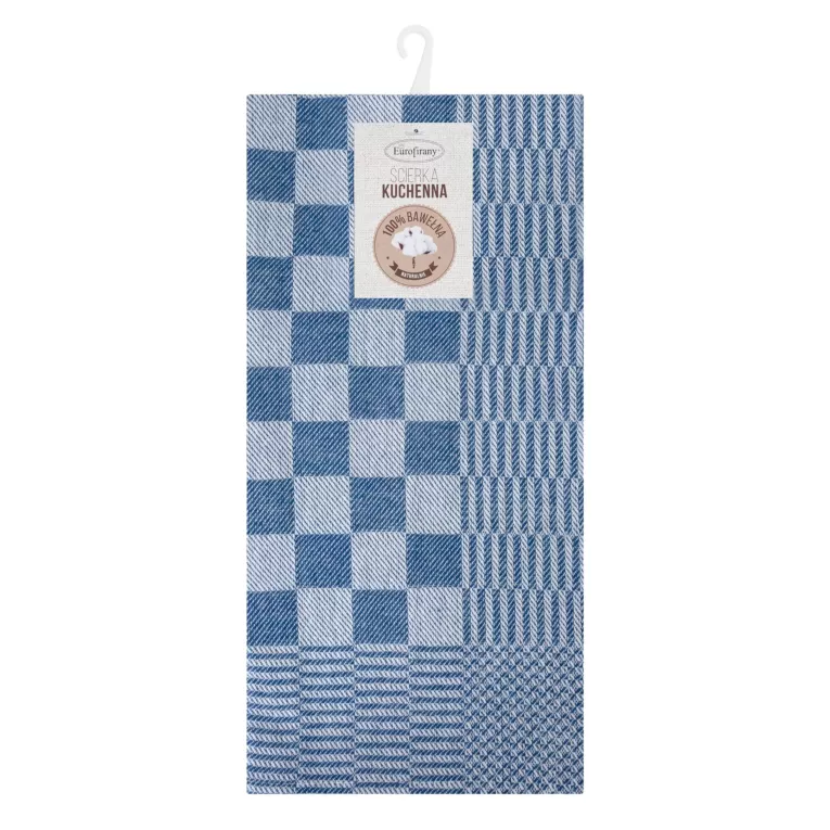 Komplet ściereczek kuchennych 2szt 50x70 cm bawełniany kolor niebieski zdobionych motywem szachownicy 200 g/m2 MAURO Eurofirany