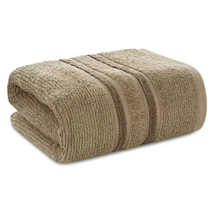Ręcznik do rąk 30x50 cm bawełniany kolor ciemnobeżowy w kontrastujące pasy 500 g/m2 DINA Eurofirany