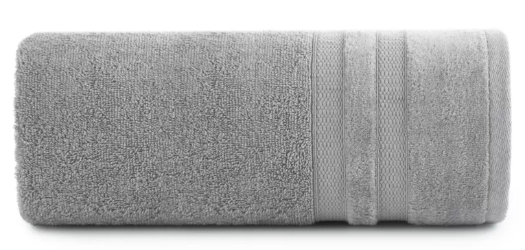 Ręcznik do rąk 30x50 cm bawełniany kolor srebrny z welwetową bordiurą w pasy 500 g/m2 PORTO Eurofirany