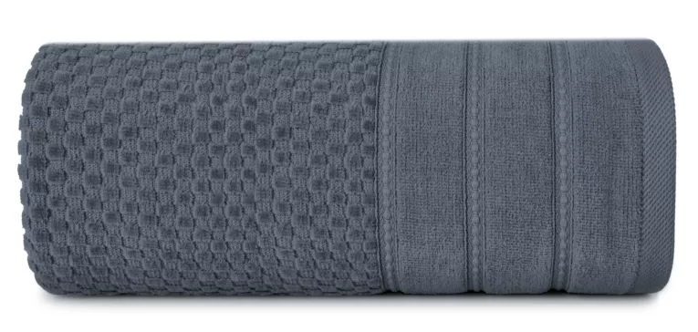 Ręcznik do rąk 30x50 cm bawełniany kolor stalowy z ozdobną bordiurą w paseczki 500 g/m2 ADORE Eurofirany