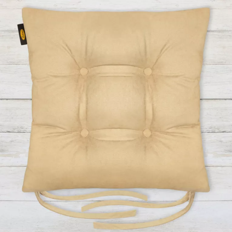 Poduszka na krzesło dwustronna 40 x 40 x 8 cm welurowa beżowa ADORE Eurofirany