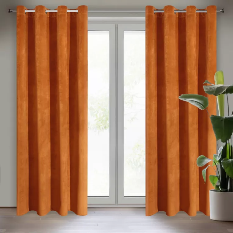 Zasłona ruda z ekskluzywnego matowego welwetu 140x250 cm przelotka RIA Diva Line Eurofirany