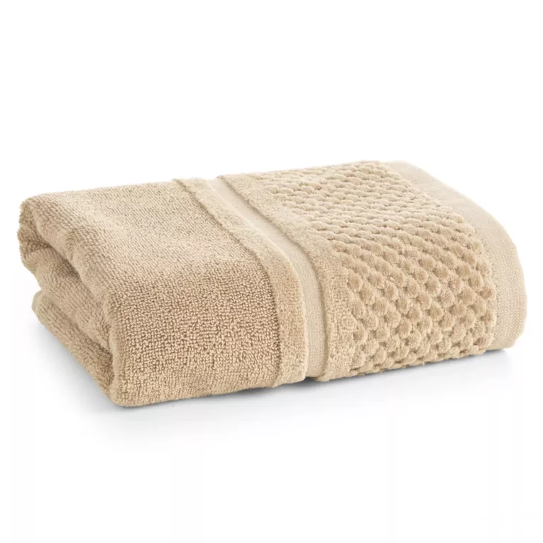 Ręcznik do rąk 30x50 cm bawełniany kolor beżowy z efektowną bordiurą 550 g/m2 IBIZA Eurofirany