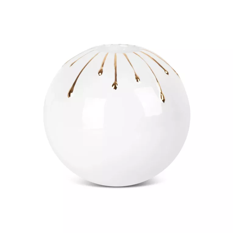 Świecznik ceramiczny LUIS biały z efektem złotych kropel Eurofirany