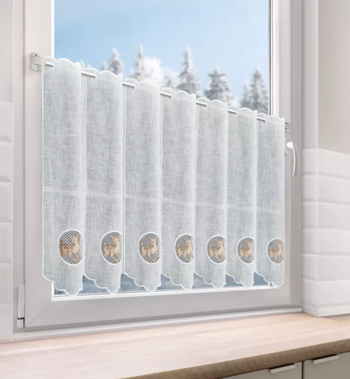 Tkanina firanowa zazdrostka z świątecznym haftem Eurofirany