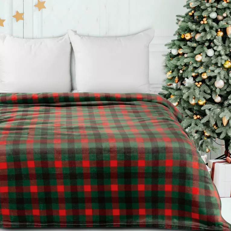 Koc  150x200 cm czerwono, zielony w kratkę FELIKS Eurofirany