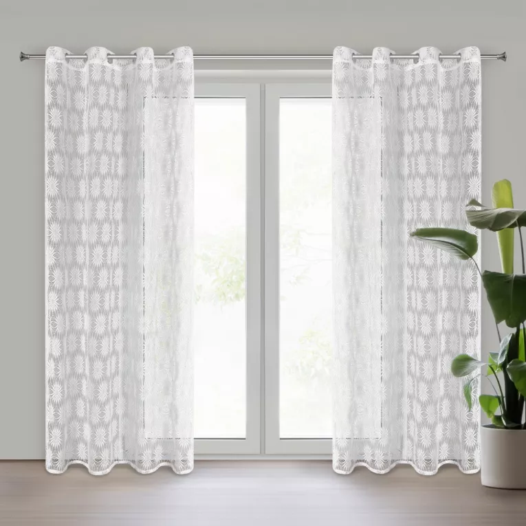 Firana biała w stylu boho 140x250 cm przelotka ROZI Eurofirany