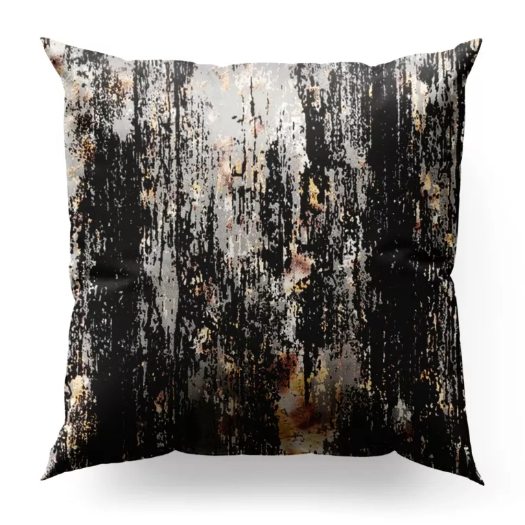 Poszewka szyta srebrno czarna z tkaniny welwetowej z metalicznym nadrukiem