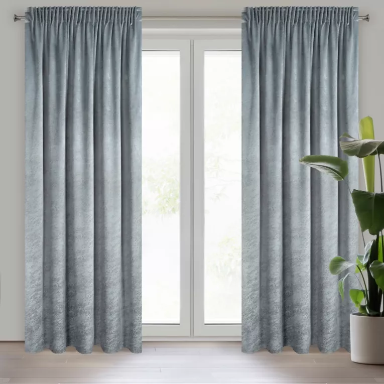 Zasłona stalowa ze wzorem marmurku z welwetu 140x270 cm taśma RIVA Eurofirany