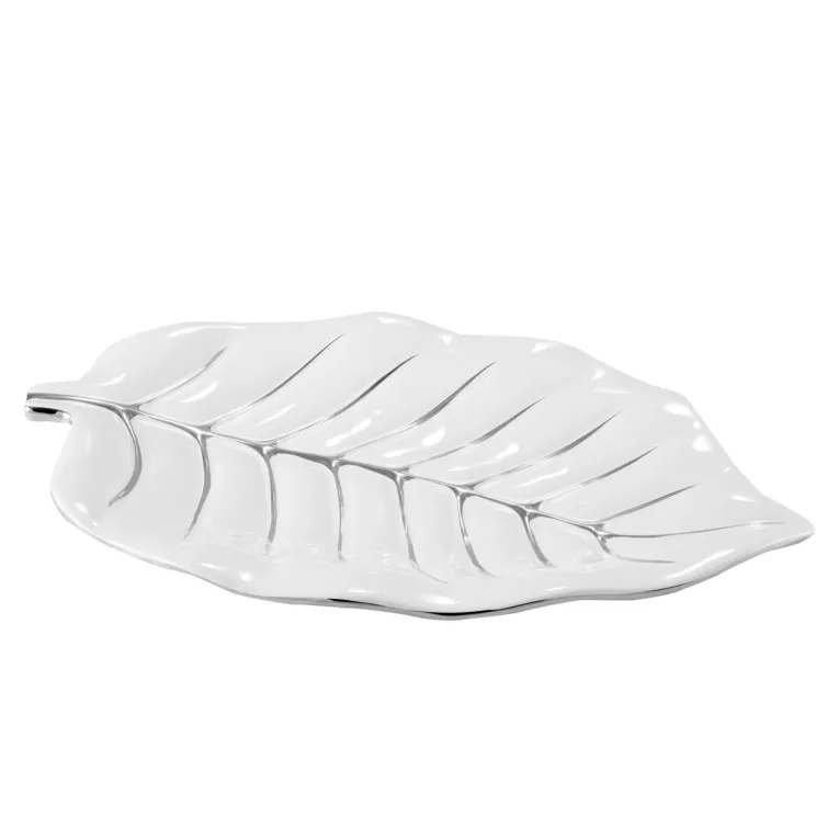 PLATA patera dekoracyjna biały liść bananowca 46x29x5 cm Eurofirany