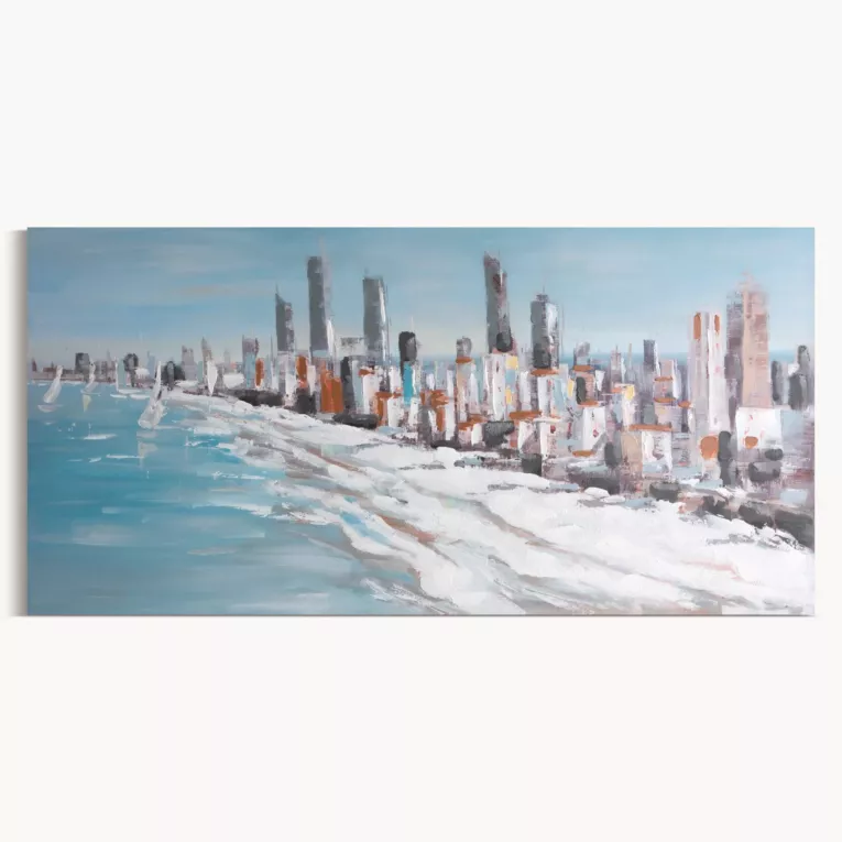 Ręcznie malowany obraz na płótnie MIASTO Eurofirany