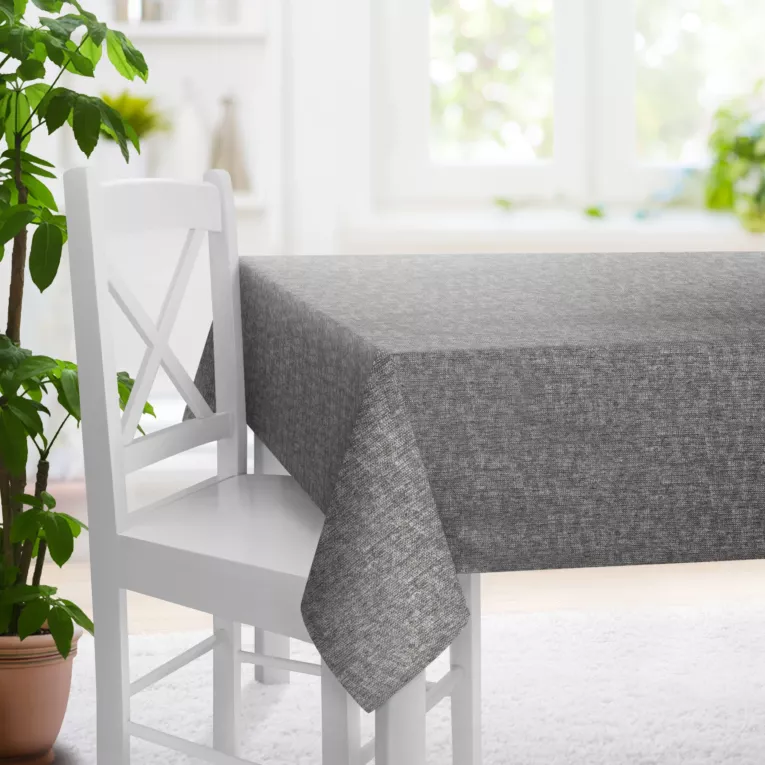 Obrus szyty CANDY grafitowy z tkaniny z strukturalnym spolotem
