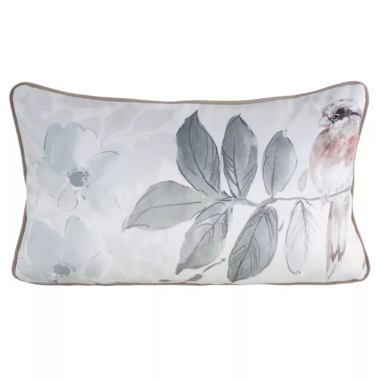 Poduszka dwustronna 30 x 45 cm welwetowa z motywem roślinnym z wypustką na brzegach EVITA EUROFIRANY PREMIUM