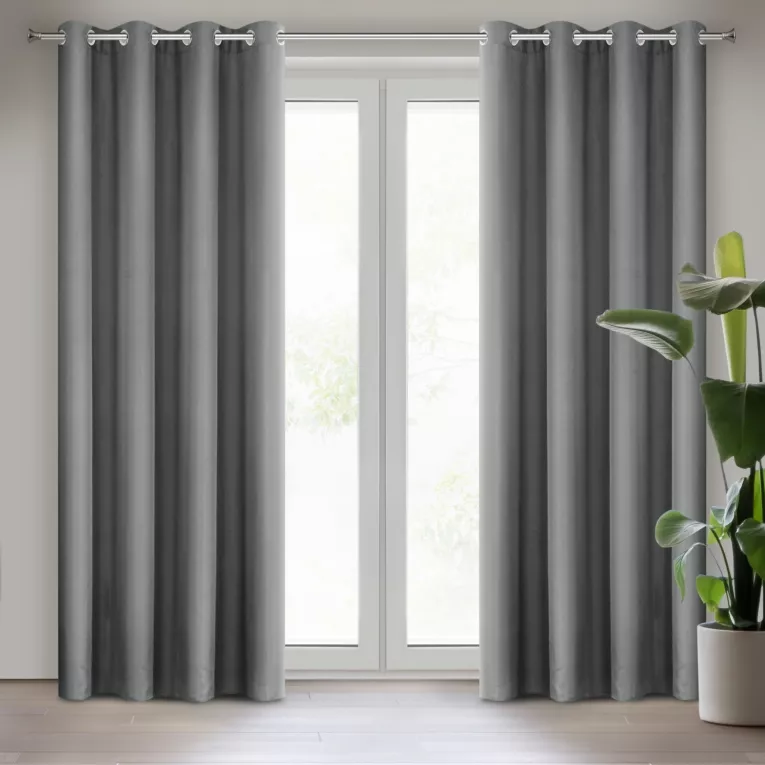 Zasłona szara z matowej gładkiej tkaniny 140x250 cm przelotka RITA Eurofirany