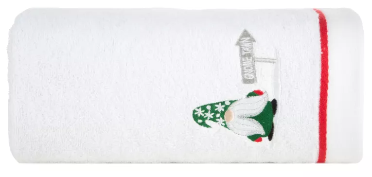 Ręcznik do rąk świąteczny 30x50 cm bawełniany kolor biały zdobiona świątecznym haftem 450 g/m2 GERDA Eurofirany