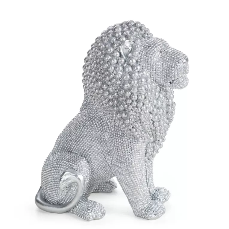 Figurka srebrna w kształcie Lwa o drobnym strukturalnym wzorze 15x9x18 cm ELDO 1 Eurofirany