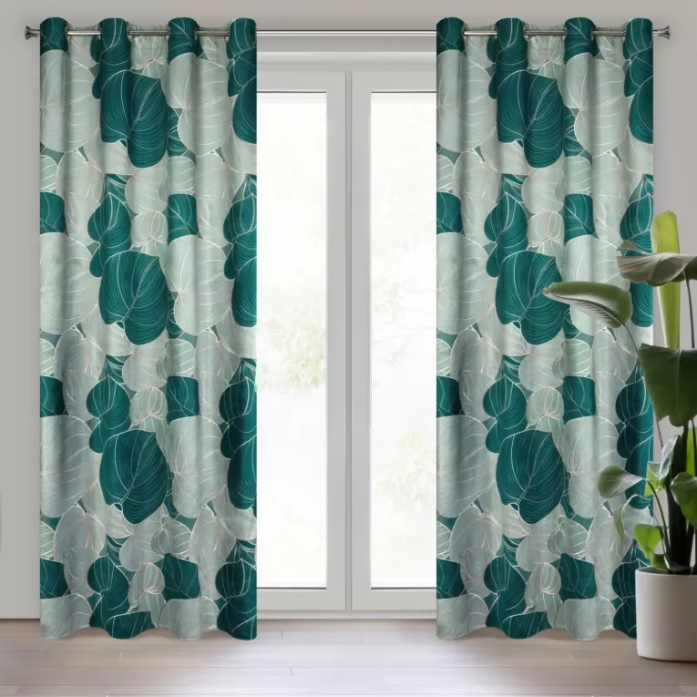 Zasłona szałwiowo, miętowa z tkaniny welwetowej 140x250 cm przelotka SALVIA 4 Limited Collection Eurofirany