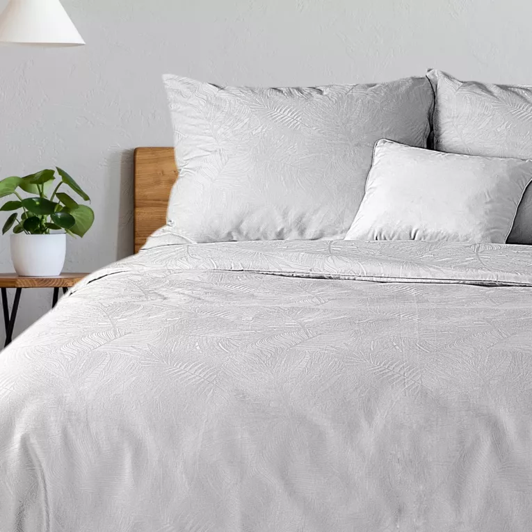 Pościel 160x200 cm bawełniana kolor biały zdobiona żakardowym wzorem DAMASK Eurofirany