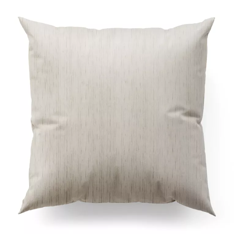 Poszewka szyta kremowa z tkaniny welwetowej w pionowe prążki, wykończona obciążnikiem