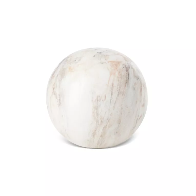 Figurka dekoracyjna kula ASLI biała we wzór polerowanego drewna Eurofirany