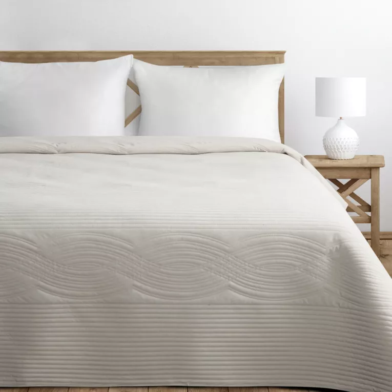 Narzuta welwetowa kremowa 170x210 cm pikowana metodą hot press - VELVET2 Eurofiran