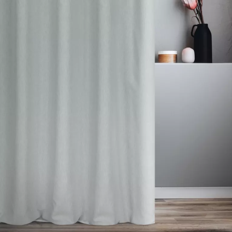 Zasłona szyta na taśmie fala kremowo srebrna dwustronna, gładka, w stylu eko