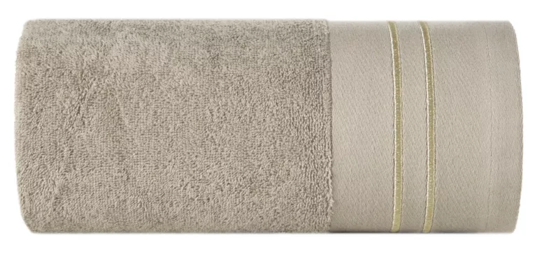 Ręcznik do rąk 30x50 cm bawełniany kolor beżowy z haftowanymi paseczkami 500 g/m2 OLIVIA Eurofirany