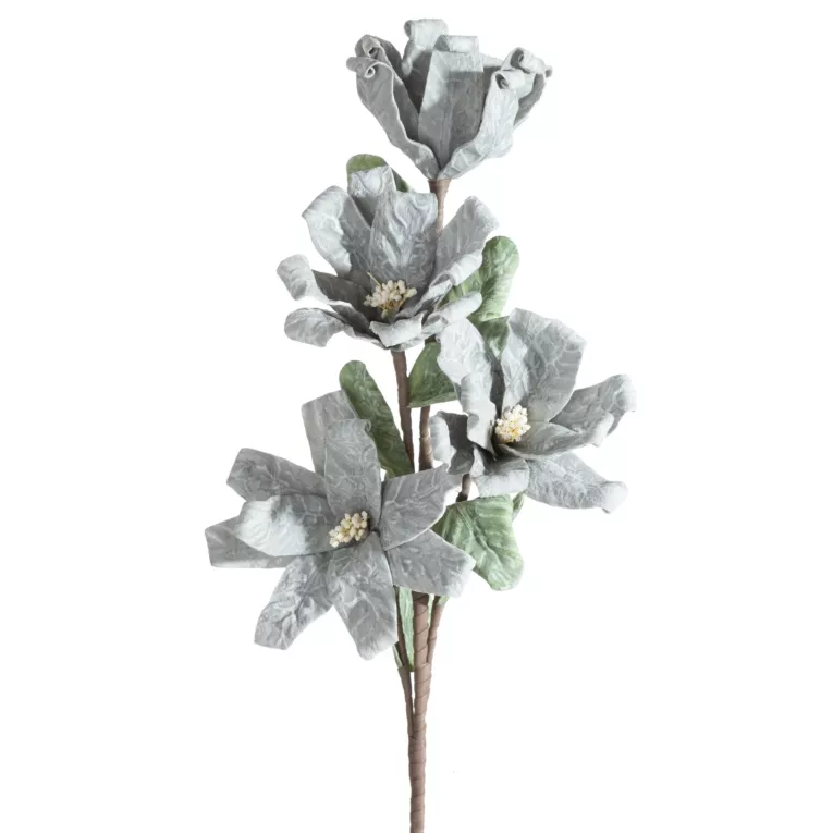 Kwiat sztuczny popielaty z plastycznej pianki foamiran 70 cm Eurofirany