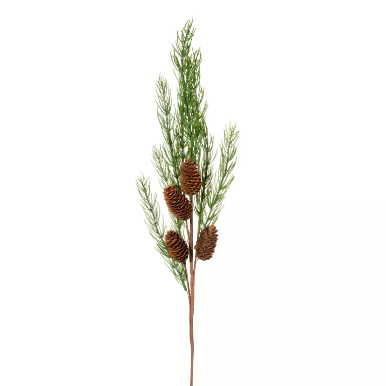Zielona gałązka ozdobna z szyszką na choinkę 55 cm Eurofirany