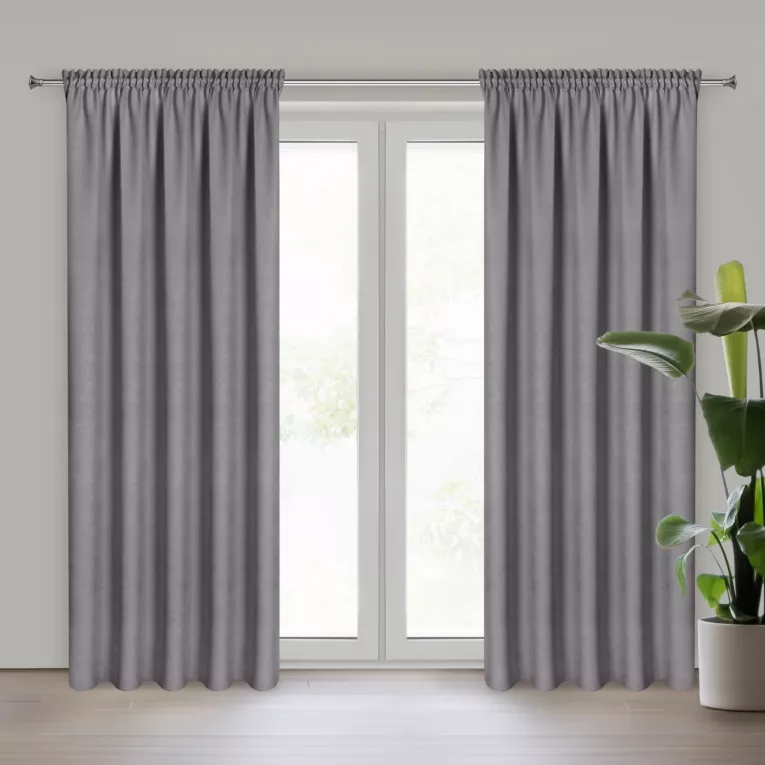 Zasłona grafitowa z tkaniny welurowej 160x300 cm tunel Dora Eurofirany