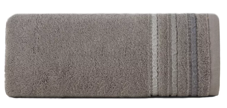 Ręcznik kąpielowy 70x140 cm bawełniany kolor grafitowy z klasyczną bordiurą w paski 500 g/m2 IRENE Eurofirany