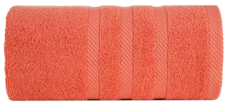 Ręcznik kąpielowy 70x140 cm bawełniany kolor koralowy z ozdobną bordiurą 500 g/m2 MILO Eurofirany