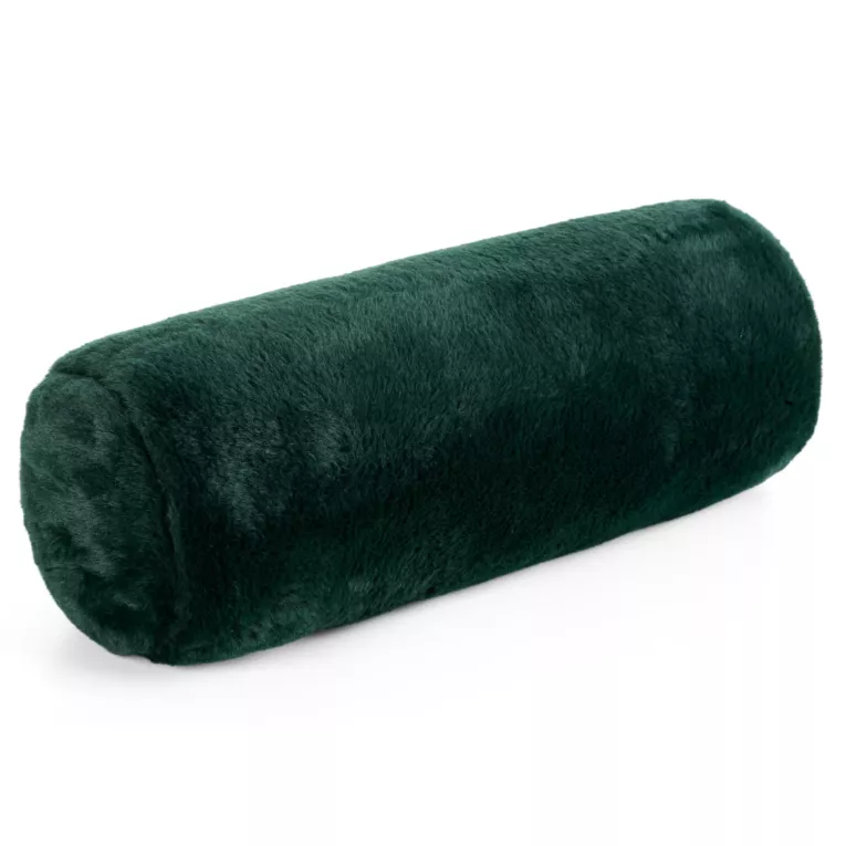 Poduszka wałek 15x45 cm ciemnozielona z miękkiej futrzanej tkaniny  NINA Eurofirany