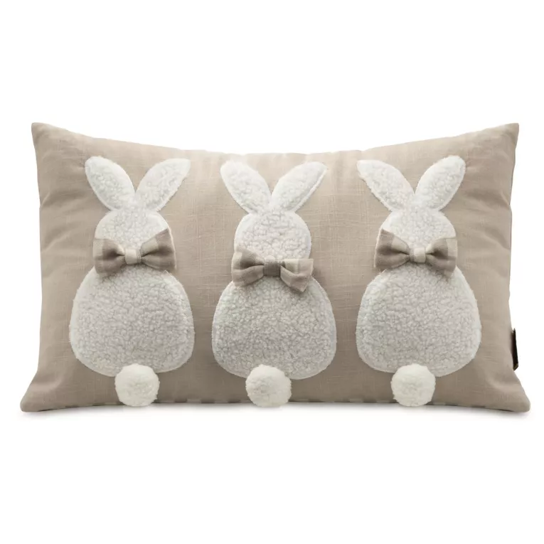 Poszewka na poduszkę 30x50 cm bawełniana z uroczym zajączkiem beżowo, kremowa WIOSNA 39 Eurofirany