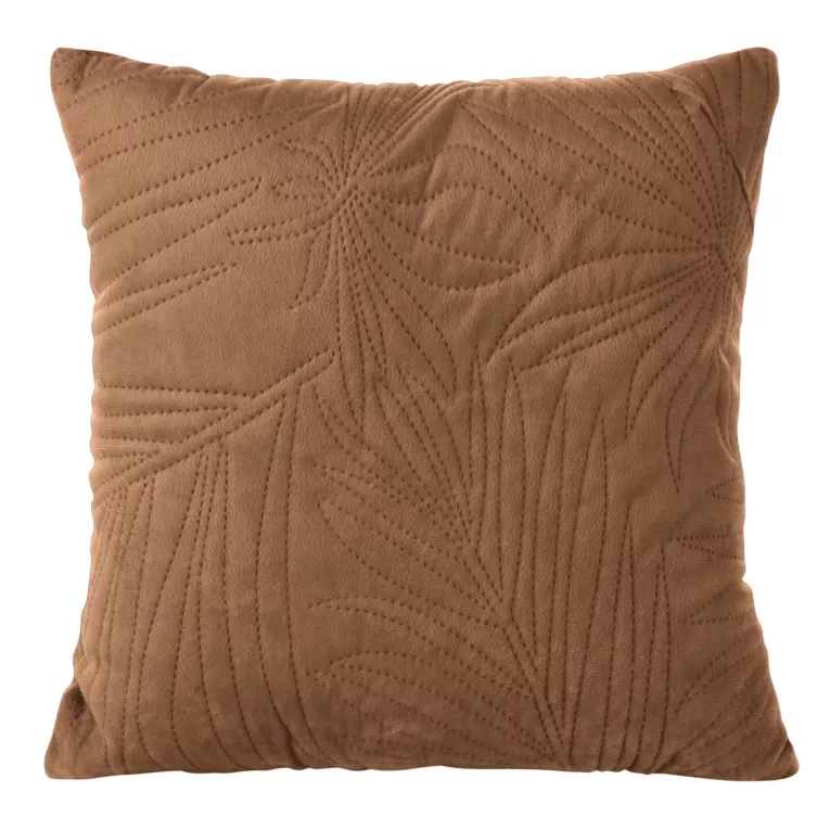 Poszewka na poduszkę 40x40 cm welwetowa pikowana metodą hot press we wzór liści palmy ceglasta LUIZ 4 DESIGN 92 Eurofirany