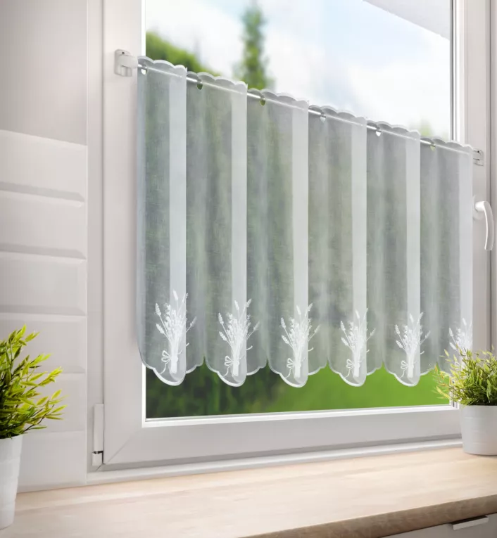 Tkanina firanowa zazdrostka z etaminy z haftem lawendy Eurofirany