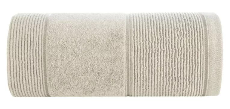 Ręcznik kąpielowy 50x90 cm bawełniany kolor beżowy z welurową bordiurą 500 g/m2 EMMA Eurofirany