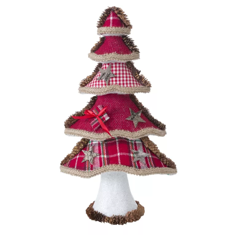 Choinka dekoracyjna figurka z tkaniny z szyszkami w stylu rustykalnym 40 cm Eurofirany