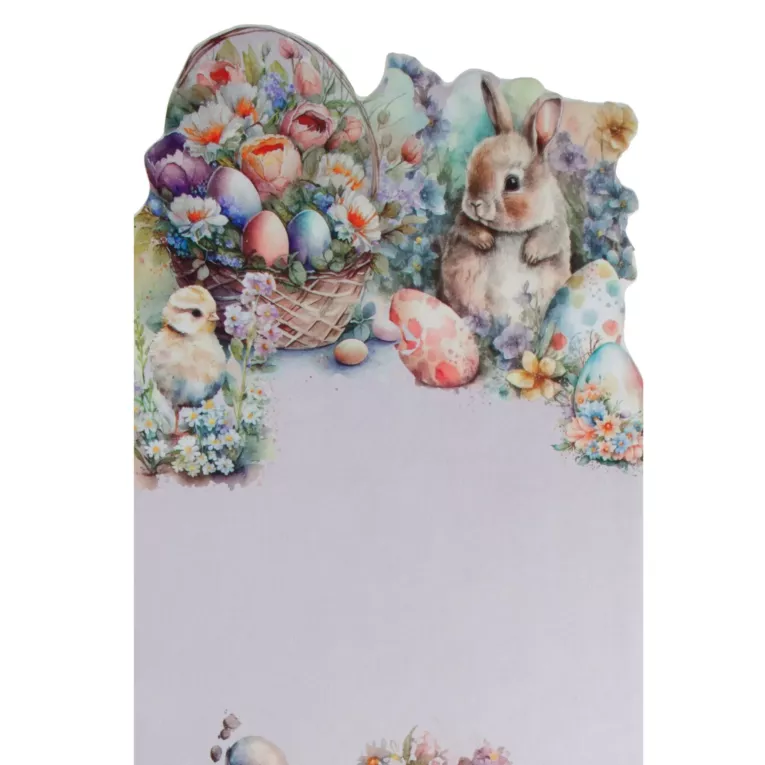 Bieżnik na stół 40x140 cm welurowy ESTER zdobiony uroczym zajączkiem z pastelowymi pisankami