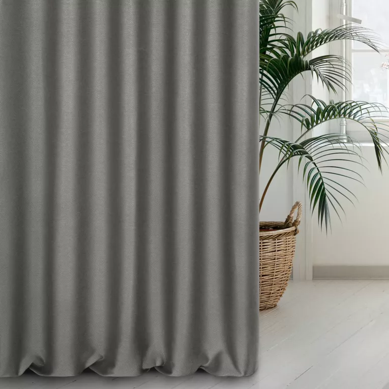 Zasłona szyta na taśmie 5 cm stalowa tkanina zaciemniająca, strukturalna typu dimout