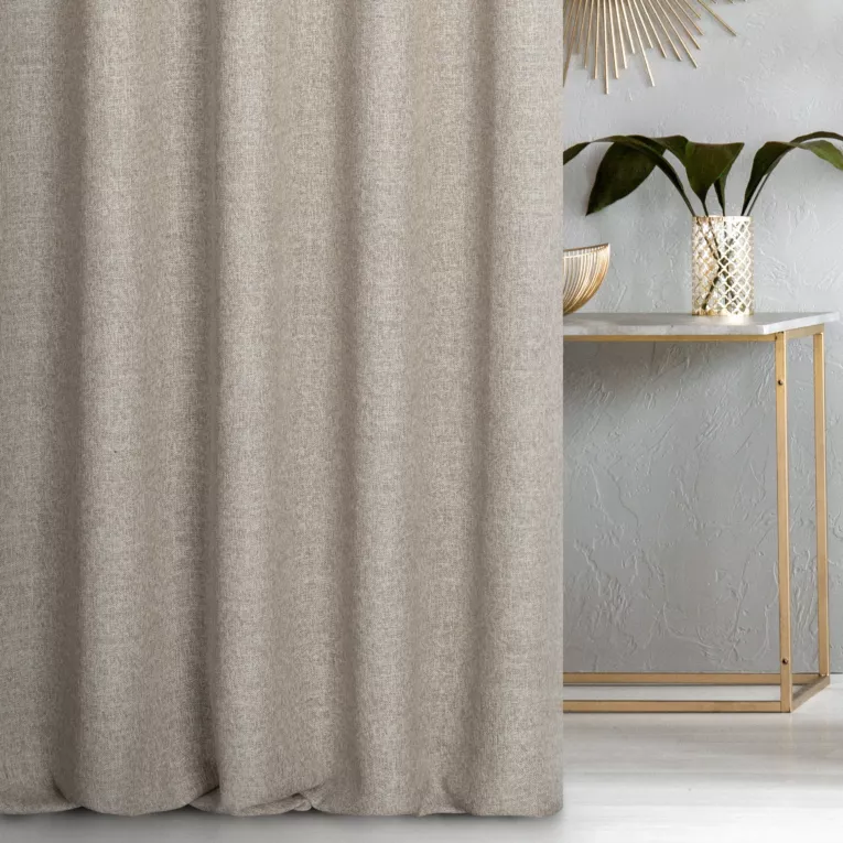 Zasłona szyta na taśmie fala FELICITY beżowo jasnoszara o naturalnym splocie w melanżowych odcieniach