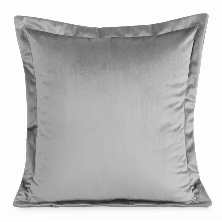Poszewka na poduszkę 45x45 cm welwetowa z ozdobnymi brzegami stalowa RIA DIVA LINE Eurofirany