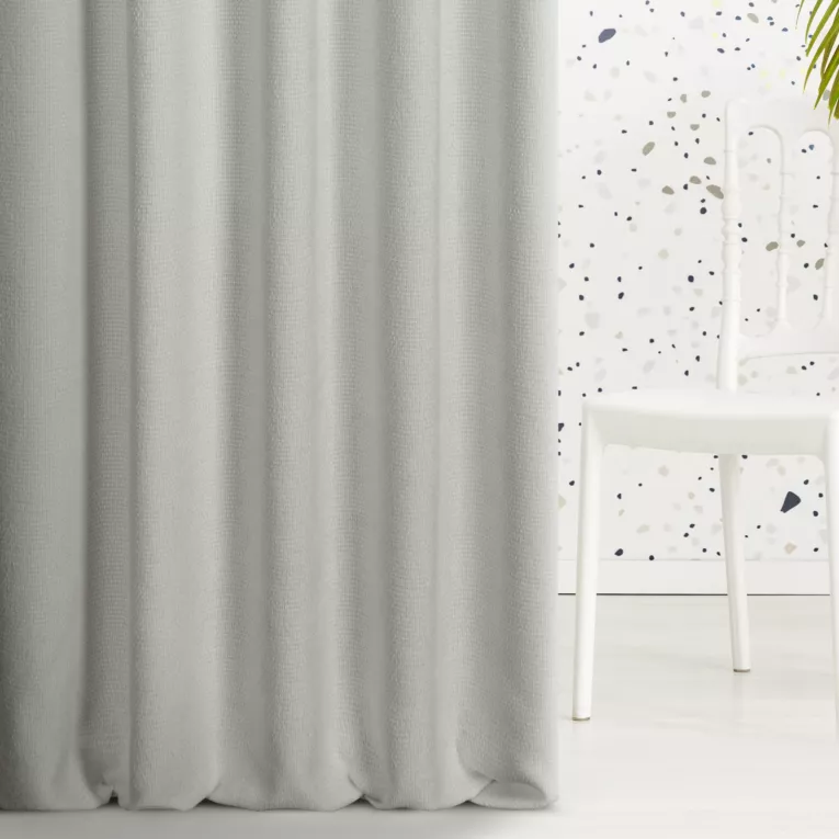Zasłona szyta na taśmie fala srebrna z miękkiej tkaniny szenilowej