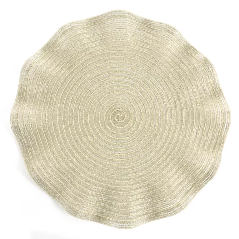 Podkładka okrągła na stół szampańska średnica 38 cm JUNE pleciona o falistych brzegach Eurofirany