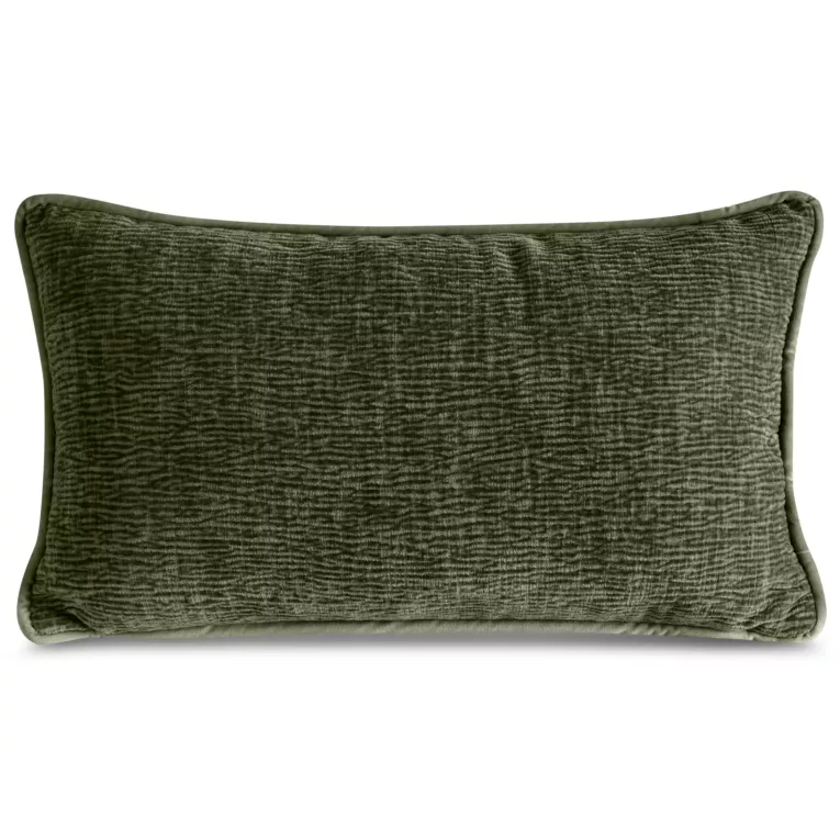 Poszewka na poduszkę 30x50 cm oliwkowa z szenilowej garbowanej tkaniny ROSI Eurofirany