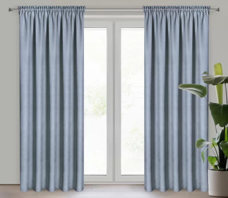 Zasłona niebieska z tkaniny welurowej 175x280 cm tunel Dora Eurofirany