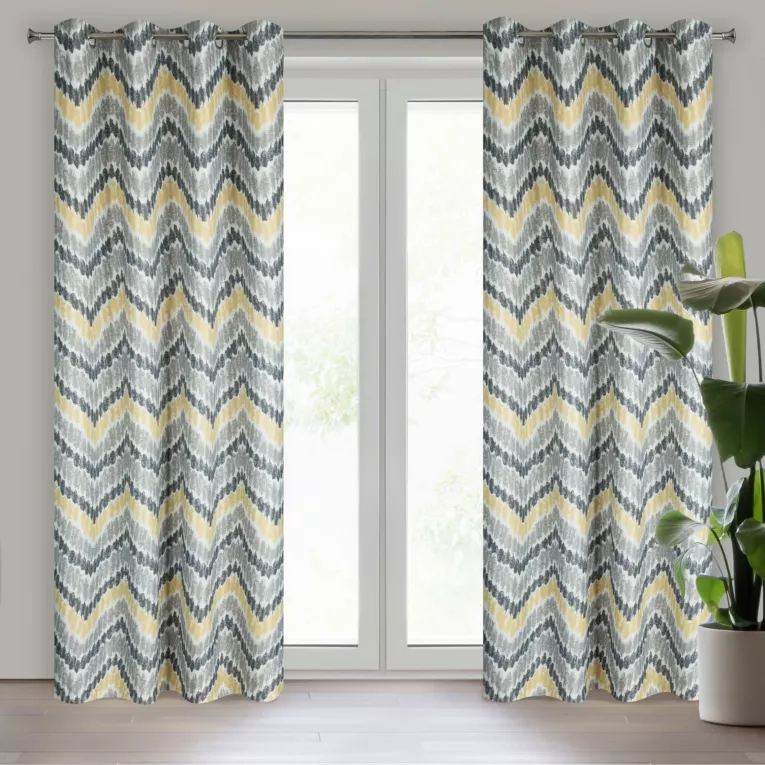 ANN ŻÓŁTA ZASŁONA ZACIEMNIAJĄCA W STYLU SKANDYNAWSKIM NA PRZELOTKACH 140x250 cm EUROFIRANY